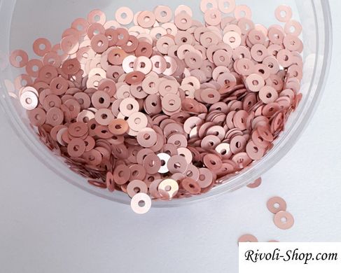 Пайетки Италия, цвет - античный розовый глянец (3029), плоские 3 мм, 2.5 г