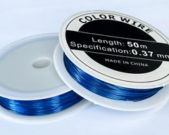 Дріт для бісеру, металева, діаметр 0,37 мм, довжина 50м, колір синій
