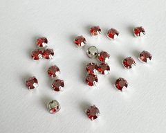 Страз в цапе Preciosa, ss16 (3,8-4 мм), Red Flame в серебре