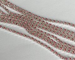 Стразовий ланцюг Preciosa, ss 8,5 (2.4-2.5 мм), колір Lt.Rose / срібло