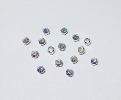 Страз в цапі Preciosa, ss16 (3,8-4 мм), Crystal AB в сріблі