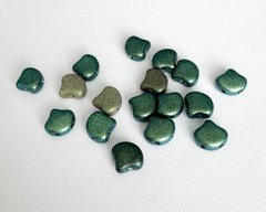 Намистина Ginko, Чехія, пресоване скло, 7.5 мм, 2 отвори, зелений матовий металік (23980-94104), шт