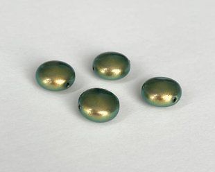 Перли Swarovski, круглий приплющений, (5860), колір - Iridescent Green, 12 мм