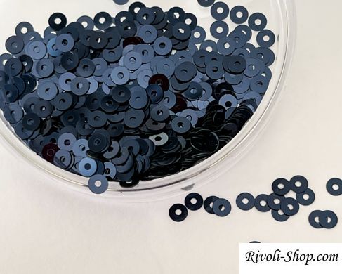 Пайетки Италия, цвет - темно синий металлик (6741), плоские 3 мм, 2.5 гр