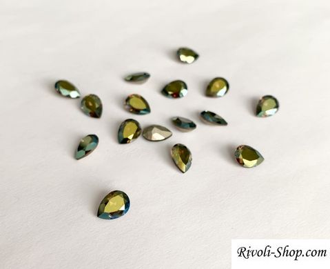Капли (Fancy Stone) Swarovski 4320, цвет Iridescent Green, 8*6 мм