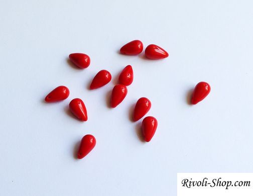 Стеклянные подвески Preciosa 6*10 мм, красные непрозрачные (93200)
