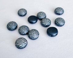 Намистина Candy, Preciosa, пресоване скло, 8 мм, 2 отвори, матова синя з малюнком, шт