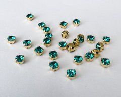 Страз в цапі Preciosa, ss16 (3,8-4 мм), Blue Zircon в золоті