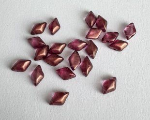 Намистина Matubo GemDuo, пресоване скло, 8*5 мм, 2 отвори, прозорий рожевий із золотим напиленням (00030-29259)