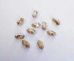 Хрустальные камни Preciosa, в серебрист. оправе, 10x5 мм, Blond Flare