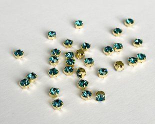Страз в цапі Preciosa, ss16 (3,8-4 мм), Indicolite в золоті