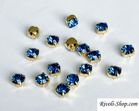 Страз у цапі Preciosa, ss20 (4.6-4.8 мм), Capri Blue в золоті
