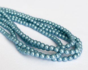 Перли Cotobe, Чехія, колір - Pearlescent Blue, 3 мм, 20 шт упаковка