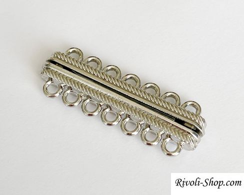 Магнитная застежка для браслетов на 7 нитей 4,8 см, цвет серебро