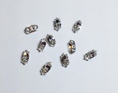 Хрустальные камни Preciosa, в серебрист. оправе, Crystal 10x5 мм