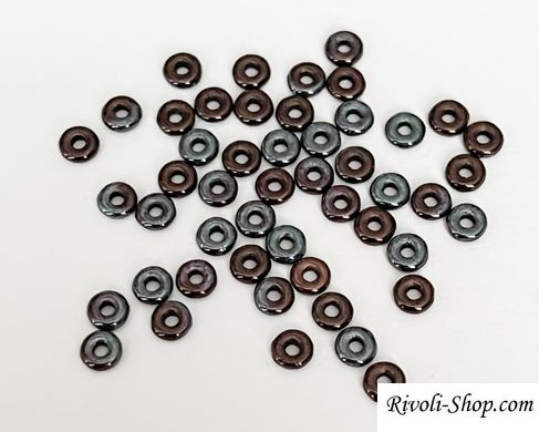 Бусина O-bead, Preciosa, пресоване скло, 4 * 1 мм, бронза гематит (le23980), 10 шт