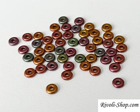 Бусина O-bead, Preciosa, пресоване скло, 4 * 1 мм, металік ірис мідь матова (01640wh), 10 шт