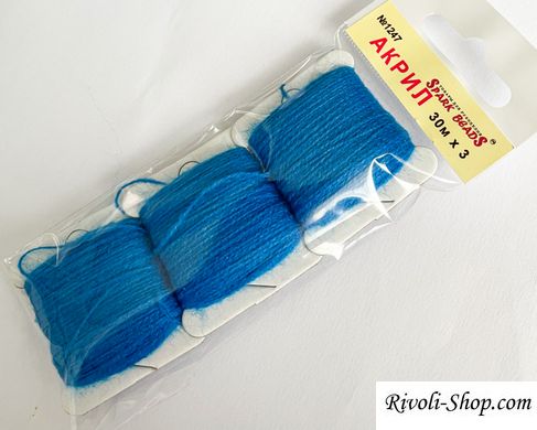 Акрил для вишивки, Вернітас (Литва), колір № 1247 (синий, Capri Blue), 1 котушка 30 м