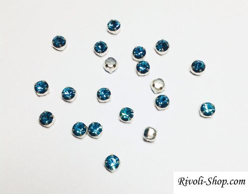Страз у цапі Preciosa, ss20 (4.6-4.8 мм), Blue Zircon в сріблі