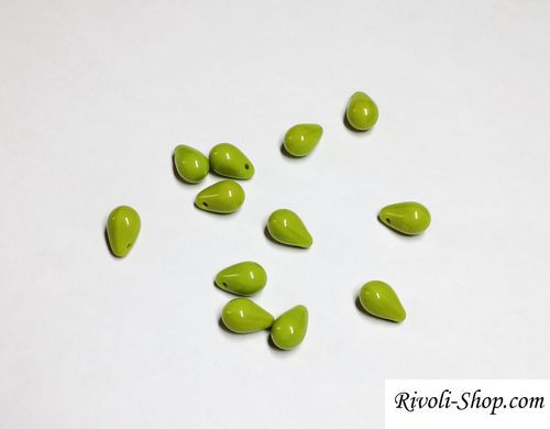Стеклянные подвески Preciosa 6*9 мм, оливковые непрозрачные