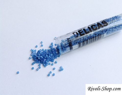 Delica (DB0862) 11/0, темно блакитний прозорий райдужний матовий, туба 7.5 г