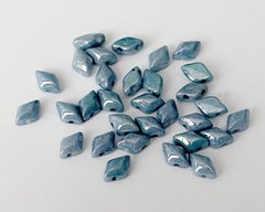 Бусина Matubo GemDuo, прессованное стекло, 8*5 мм, 2 отверстия, голубая глянцевая (03000-14464)