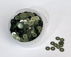 Пайетки Италия, цвет - темный оливковый металлик (7049), плоские 4 мм, туба 3 гр