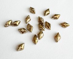 Намистина Matubo GemDuo, пресоване скло, 8*5 мм, 2 отвори, глянсове золото на білому (00030-65526)