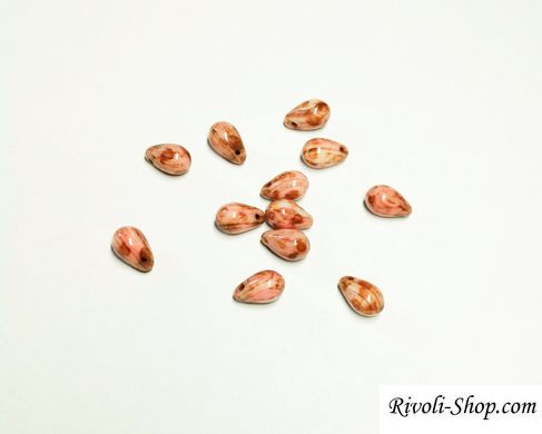Стеклянные подвески Preciosa 6*9 мм, розовые травертин