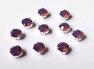 Страз у цапі Preciosa, ss29 (6.2-6.4 мм), Amethyst Opal в сріблі