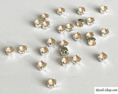 Страз в цапе Preciosa, ss16 (3,8 - 4 мм), Gold Quartz matt в серебре