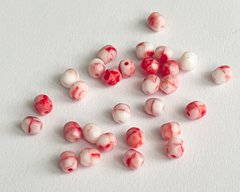 4 мм граненные бусины Preciosa, бело-красные непрозрачные (95000), 25 шт