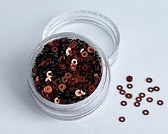 Пайетки Италия, цвет - бронзовый (8171), плоские 2 мм, туба 3 гр