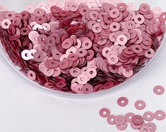 Пайетки Италия, цвет - розовый матовый металлик (306W), плоские 3 мм, 2.5 г