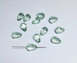 Preciosa, кришталеві намистини краплі, Lt.Green, 12*8 мм