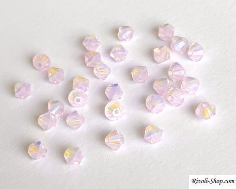 Биконус Swarovski (5328), цвет - Rose Water Opal Shimmer 2X, 4 мм
