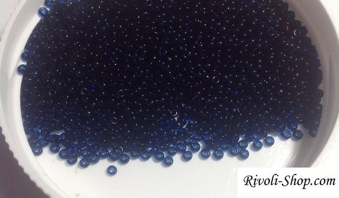 Бісер Preciosa - синій темний прозорий (60100) - 10/0 матовий, 10 г