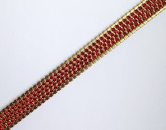Стразовая цепь Preciosa, ss 8,5 (2.4-2.5 мм), цвет Light Siam в латуни, 10 см