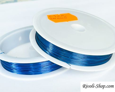 Дріт для бісеру, металева, діаметр 0,3 мм, довжина 30м, колір синій