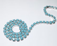 Цепь со стразами Swarovski, ss29 (6.14-6.32 mm), цвет Turquoise, в серебристой оправе, 10 см