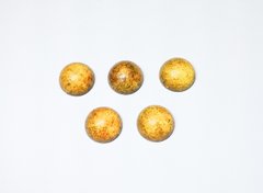 Винтажный кабошон акрил, 14 мм, прозрачный, топаз с золотыми точками, пр-во Китай