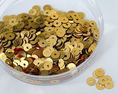 Пайетки Италия, цвет - золотой (2011), плоские 4 мм, 2.5 г
