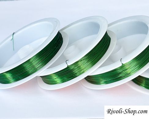 Дріт для бісеру, металева, діаметр 0,3 мм, довжина 30м, колір зелений