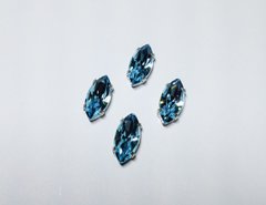 Хрустальные камни Preciosa, в сереб. оправе, Aqua Bohemica, 15*7 мм