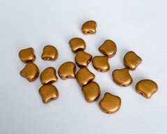 Бусина Ginko, Чехия, прессованное стекло, 7.5 мм, 2 отверстия, бронзовое золото матовое (00030-01740), шт