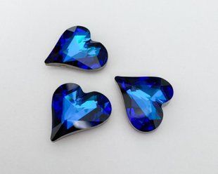 Серце асиметричне Swarovski 4809, колір - Bermuda Blue, 13*12 мм