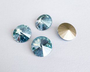 Ріволі Swarovski 1122, колір Aquamarine Moonlight, 12 мм