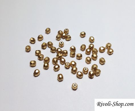 4 мм граненные бусины Preciosa, матовое золото (00030-01710), 24 шт