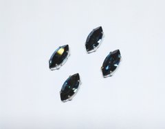 Хрустальные камни Preciosa, в сереб. оправе, Montana, 15*7 мм