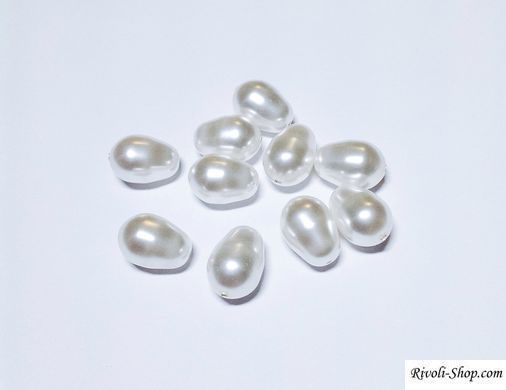 Намистина Swarovski пiд перлину, груша (5821), 11*8 мм, колір - White